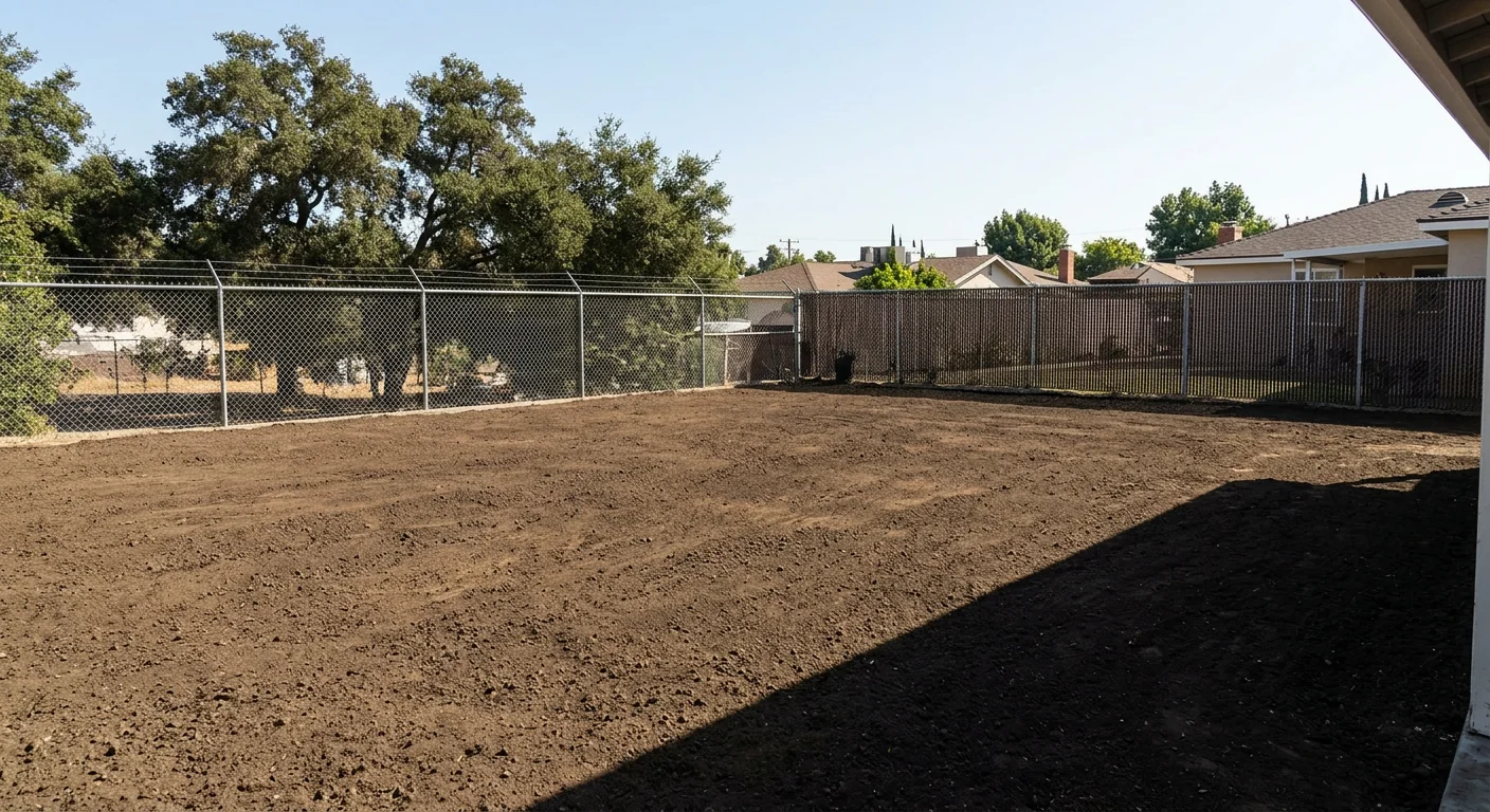Clean open backyard in Glendale after complete brush removal ready for landscaping