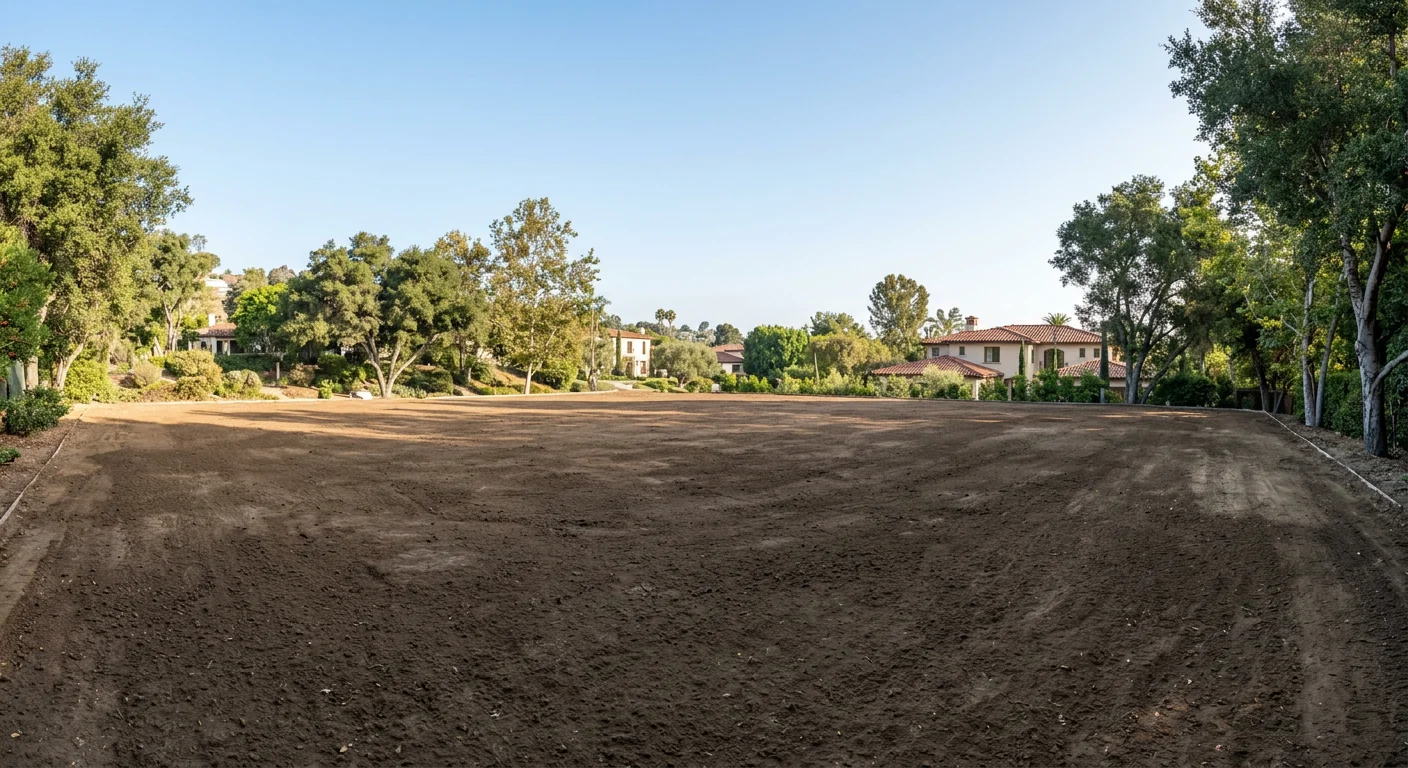 Fully cleared and graded parcel ready for construction after lot clearing