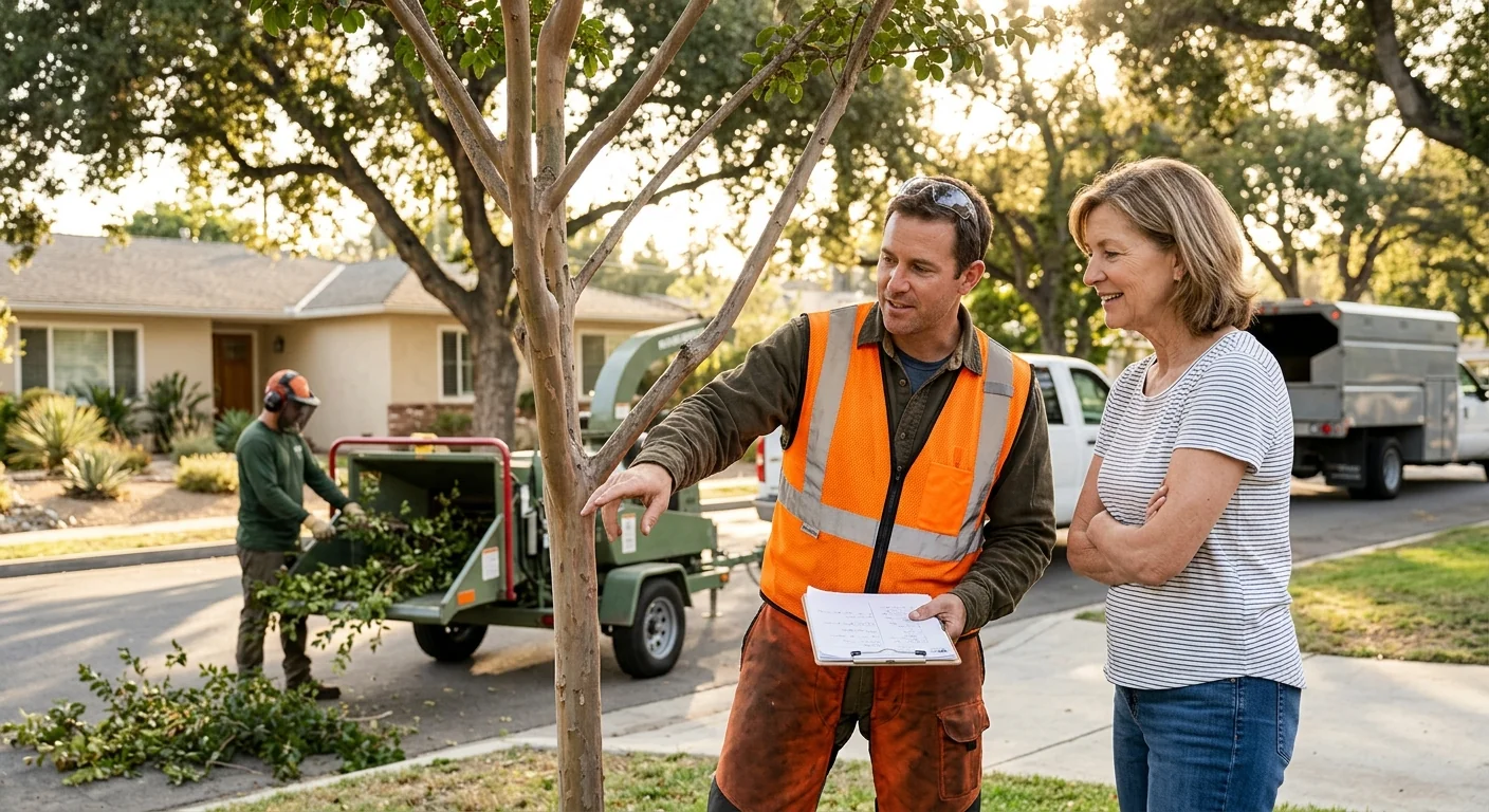 Professional grinding a tree stump below grade in a Glendale backyard