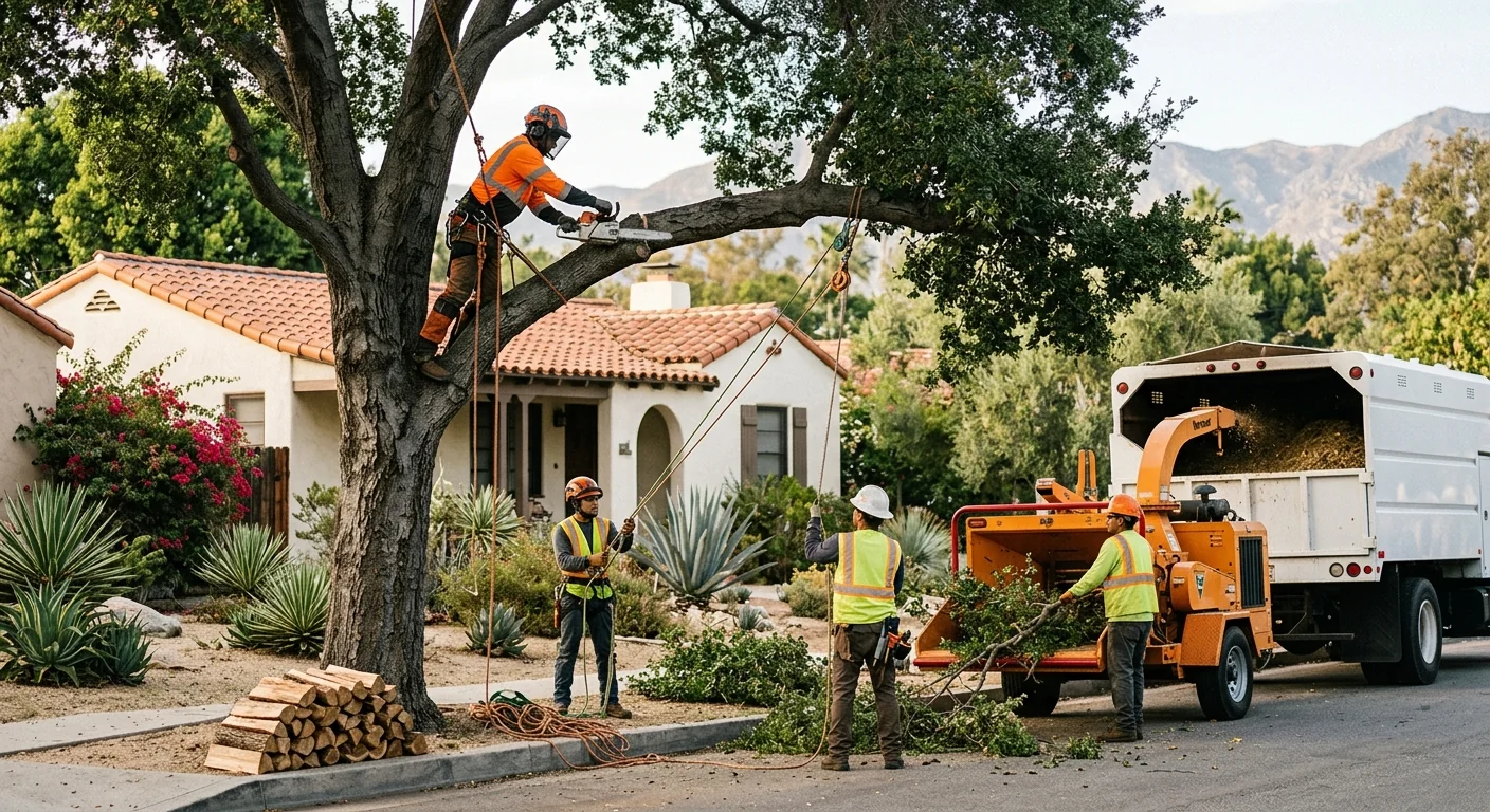 Crew planting a young shade tree in a Glendale front yard