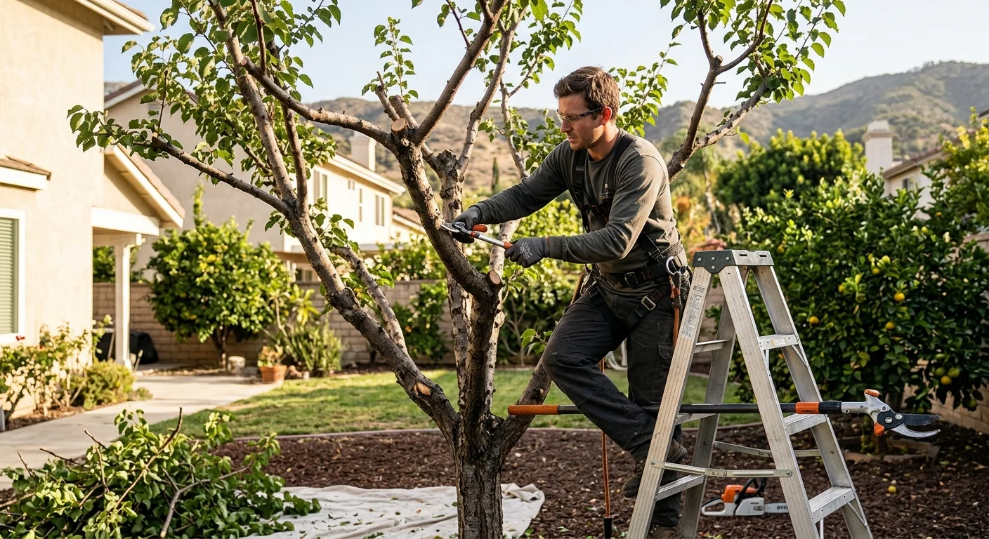 Backyard fruit trees pruned for better light and healthier fruiting wood