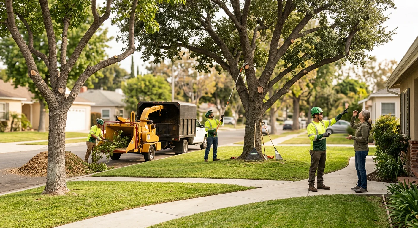 Several trees pruned in one organized visit on a managed residential property