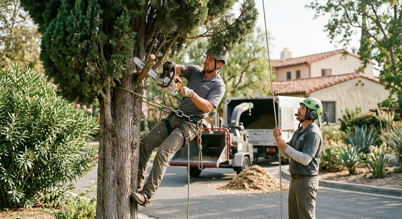Certified crew preparing for safe tree removal at a Glendale home