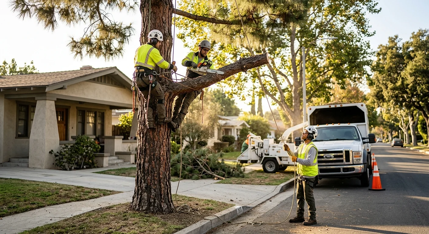Arborist inspecting a mature tree during a Glendale property risk assessment visit
