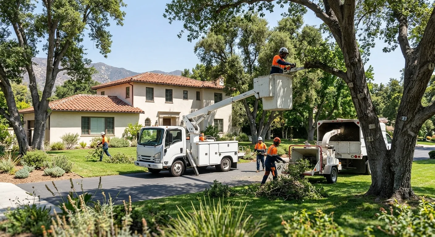 Wide view of a multi-tree residential property inventory in Glendale