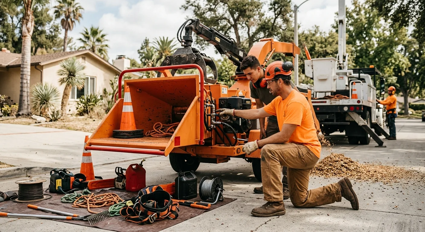 Glendale Tree Service Experts technician reviewing Tree Service equipment in Glendale, CA